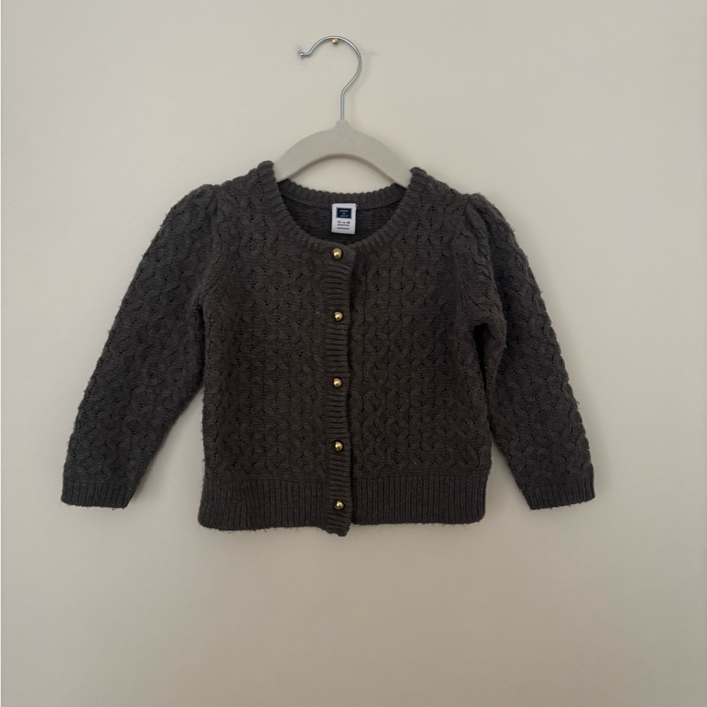 Janie And Jack Charcoal Gray Cable Knit Cardigan